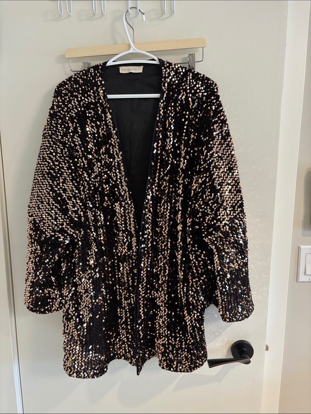 Together Black Sequin Open Jacket